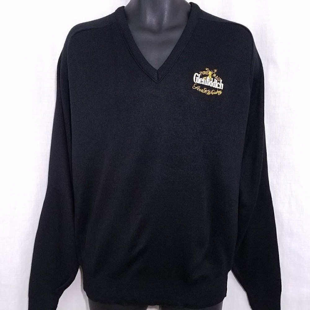 Glenfiddich Scotch Whisky Sweater Vintage 80s V Neck Deadstock Made In USA Mens
